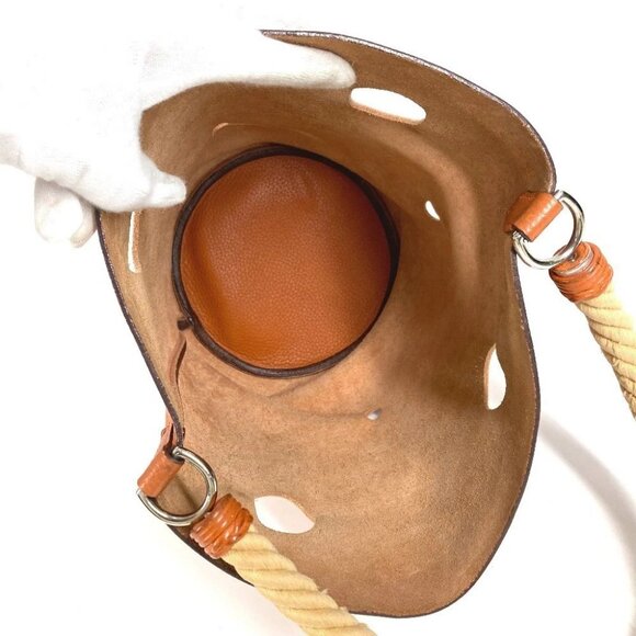 HERMES Shoulder bag Hand Bag Manjowar MM Taurillon Clemence Orange - Picture 13 of 15